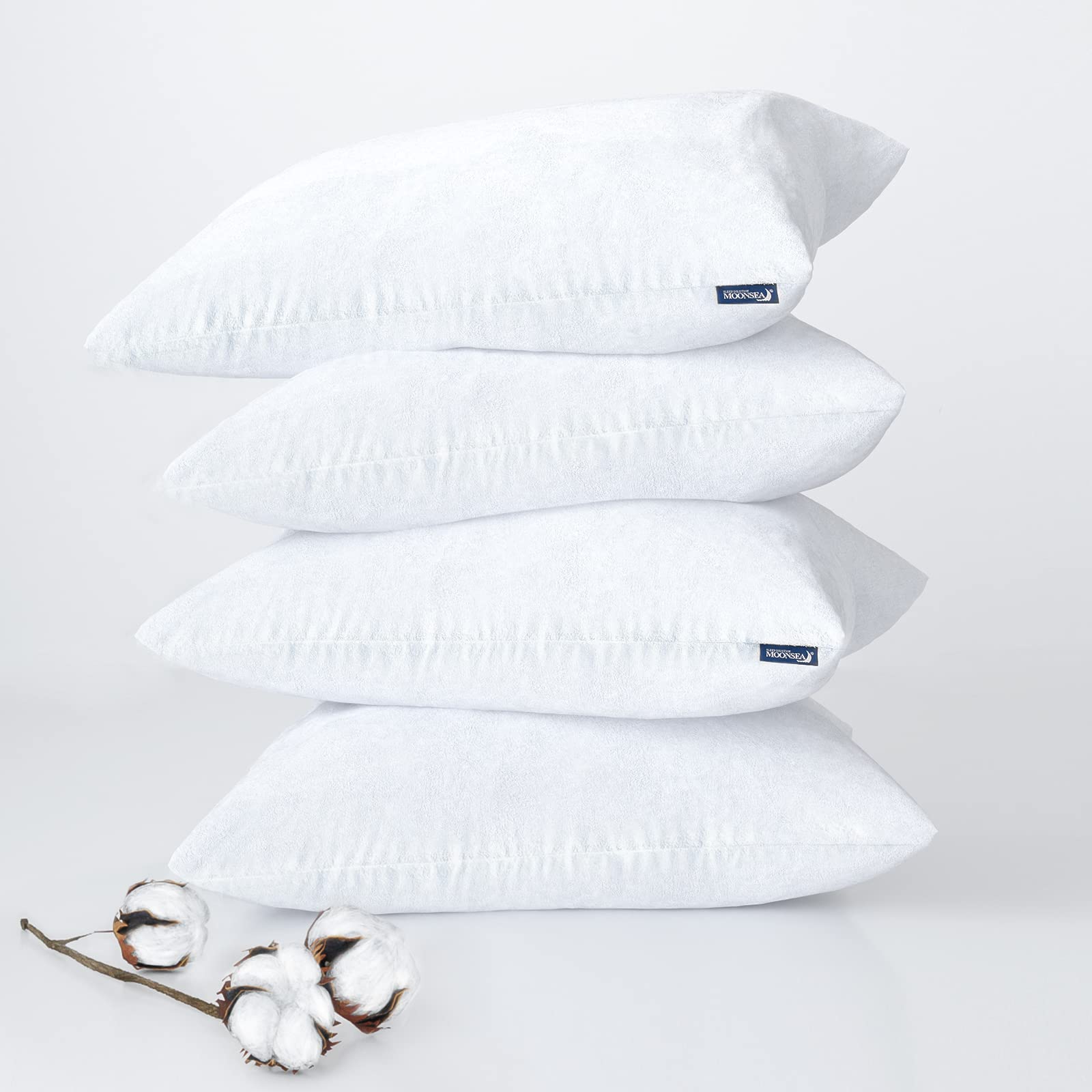 Moonsea Waterproof Zippered Pillow Protector, 4 Pack Standard Size 20 X 26 Inch Pillow Protector, Cotton Terry Pillow Covers Enc