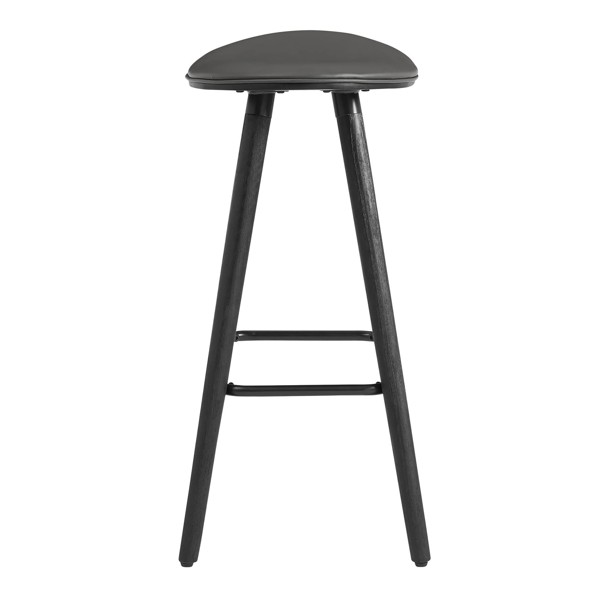 HomeRoots Bent Wood/Metal/Faux Leather 26' Gray Faux Leather Backless Black Wood Bar Stool