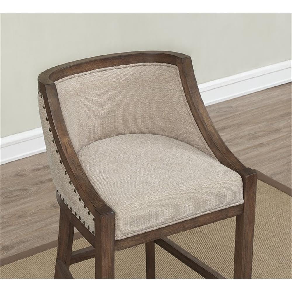 American Woodcrafters Michelle 30-Inch Stationary Warm Brown Wood Bar Stool
