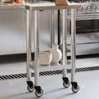 vidaXL Stainless Steel Kitchen Work Table on Wheels - 21.7"x11.8"x33.5" | Mobile Prep Station for Restaurants, Bars, Homes