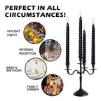 Taper Candles, Glossy Metal Style Halloween Candles Ture Dripless Black Taper Candles Set Of 4,Smokeless Candles,Unscented Taper