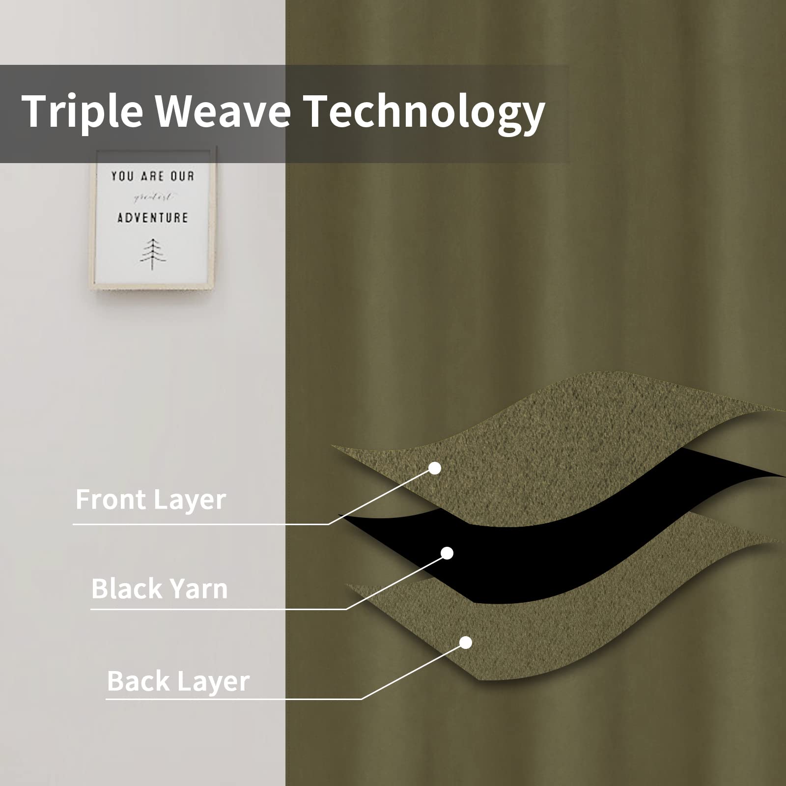 Easy-Going Blackout Curtains For Bedroom, Solid Thermal Insulated Grommet And Noise Reduction Window Drapes, Room Darkening Curtains For Living Room, 2 Panels(46X84 In, Khaki)