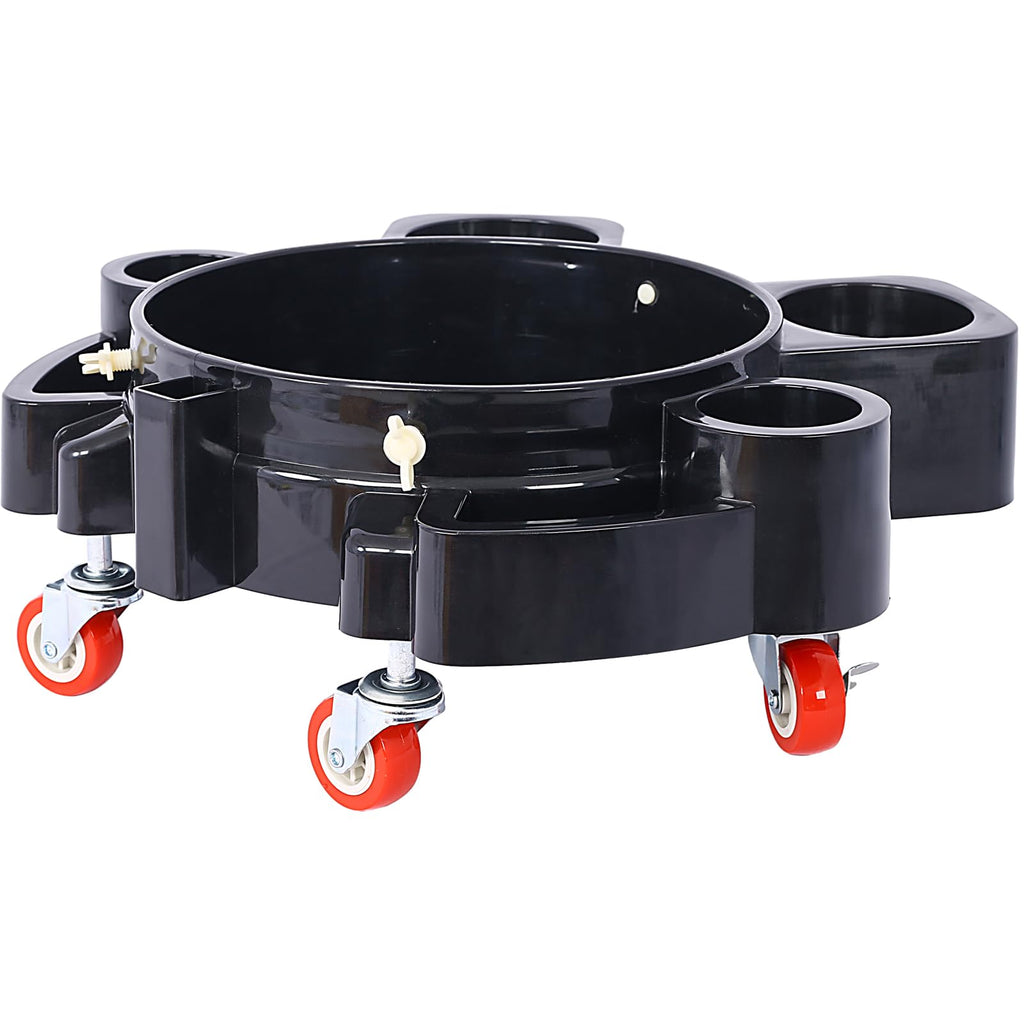 5 Gallon Bucket Dolly With Wheels, Heavy Duty Plastic Drum Dolly With 5 Smooth-Rolling Swivel Casters Secure Locking Cart For Ca