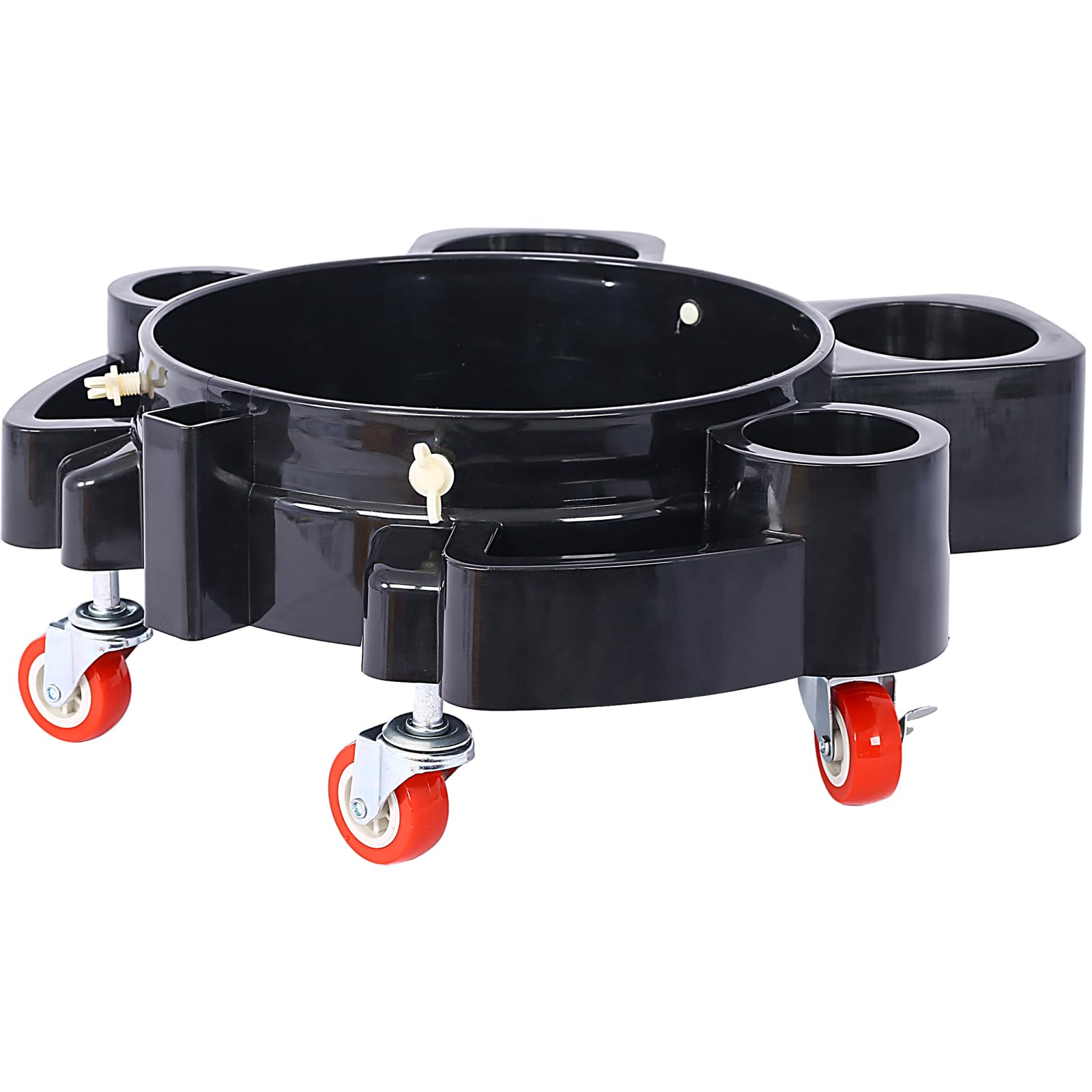 5 Gallon Bucket Dolly With Wheels, Heavy Duty Plastic Drum Dolly With 5 Smooth-Rolling Swivel Casters Secure Locking Cart For Ca