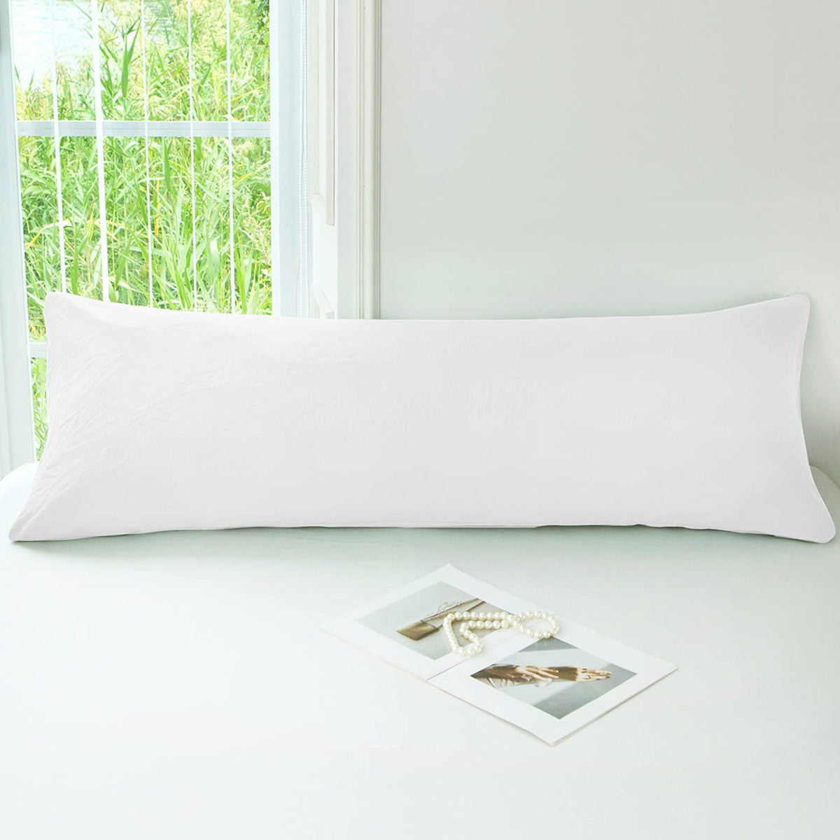 Mildly Body Pillowcases White - 100% Washed Microfiber Super Soft And Cozy Pillow Cases 1Pcs With Envelope Closure 20X54 Inches