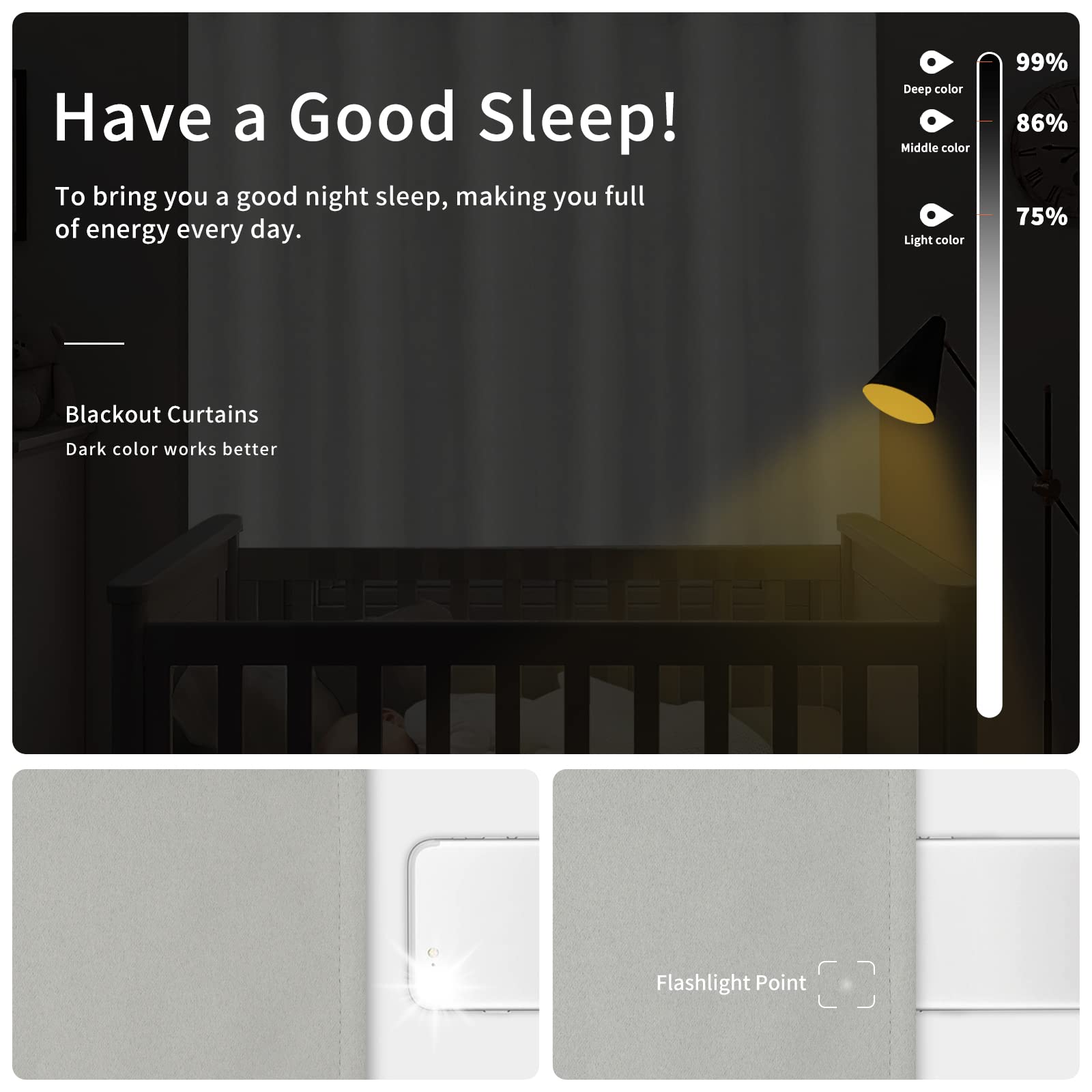 Easy-Going Blackout Curtains For Bedroom, Solid Thermal Insulated Grommet And Noise Reduction Window Drapes, Room Darkening Curtains For Living Room, 2 Panels(46X84 In, Greyish White)