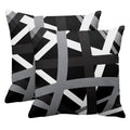 Emvency Set Of 2 Throw Pillow Cover Gray Black Stripes Design Retro Decorative Pillow Case Striped Home Decor Square 18X18 Inch