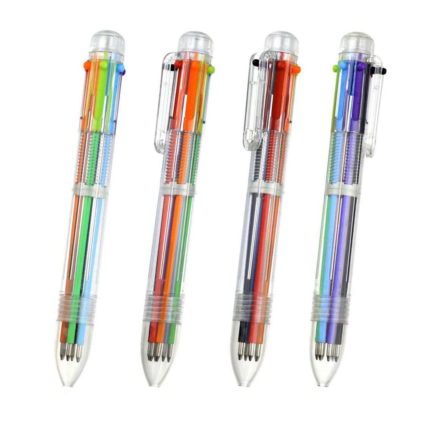 Smttw 4 Pack 0.5Mm 6-In-1 Multicolor Ballpoint Pen - Best For Smooth Writing-Retractable Ballpoint Pens For Office School Suppli