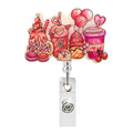Valentine Day Badge Reel Retractable Alligator Badge Clip Cute Pink Valentines Day Badge Holder Name Tag Couple Badge Reels For