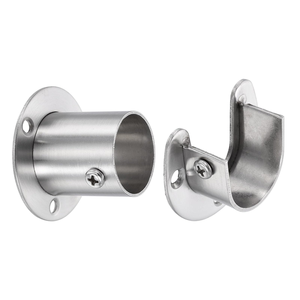 uxcell 2Pcs Closet Pole Sockets, 11/8 304 Stainless Steel Flange Rod Holder, 1.5 Height Closet Rod End Supports for Closet Wa
