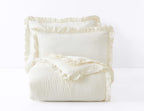 Chezmoi Collection Nora 3-Piece Ruffled Edge Trim Soft Washed Microfiber Comforter Set (Full, Ivory)