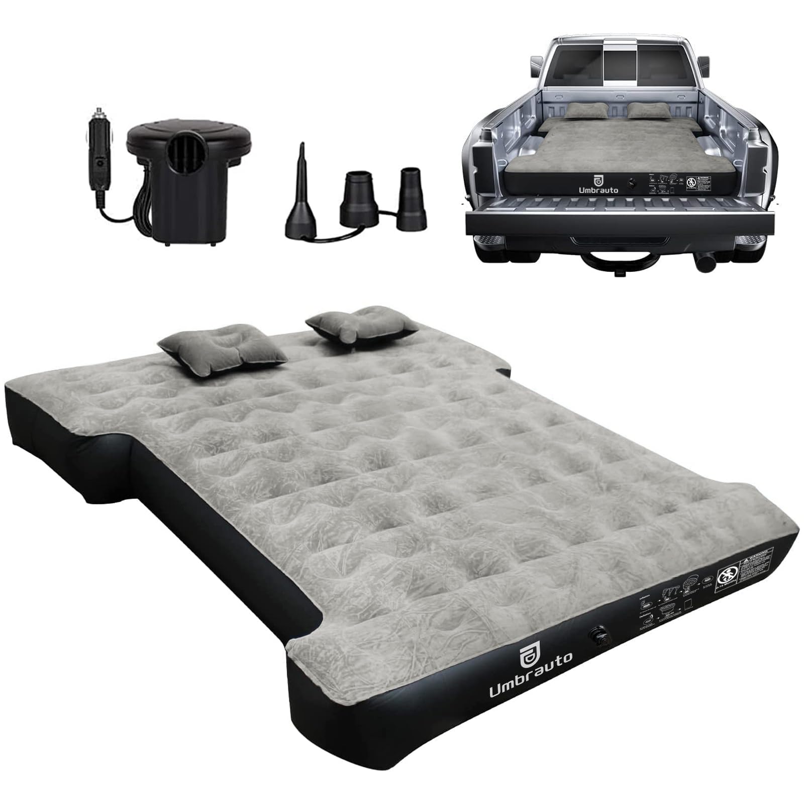 Umbrauto Air Mattress For 5-5.8 Ft Full-Size Short Truck Beds, Inflatable Truck Tent Airbed With Pump, Pickup Camper Air Bed For