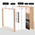 Kinlink 12X12 Picture Frames, Square Natural Wood Frames With Acrylic Plexiglass For Pictures 8X8 With Mat, Wall Mounting Displa