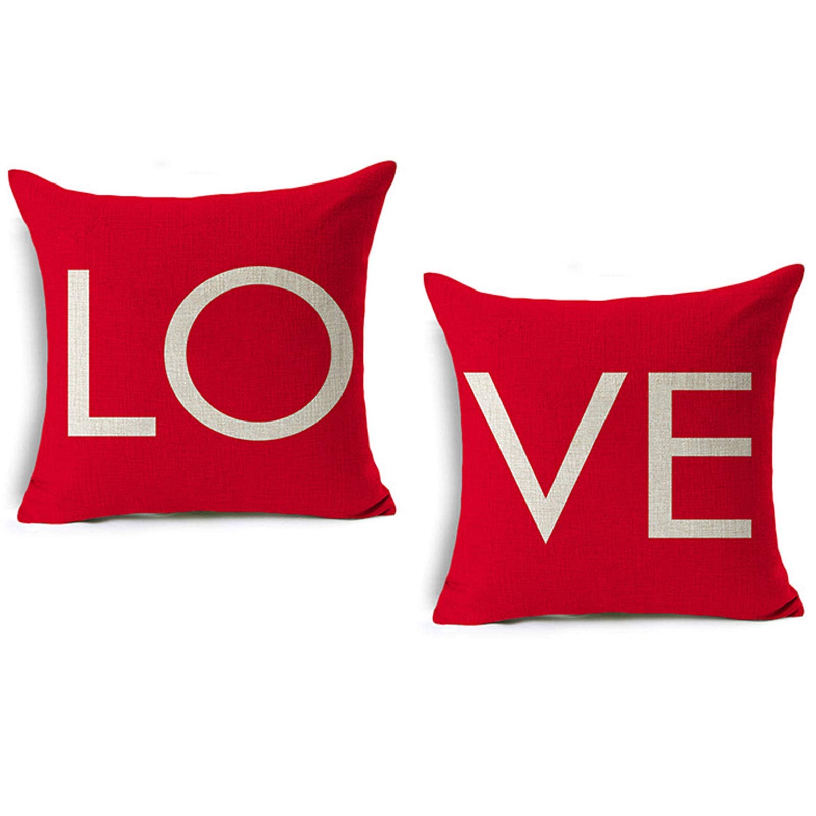 Oneswi Valentines Day Linen Throw Pillow Covers, 2 Pcs 18 X 18 Inch Valentines Day Throw Pillows Decorative Cushion Cases Valent