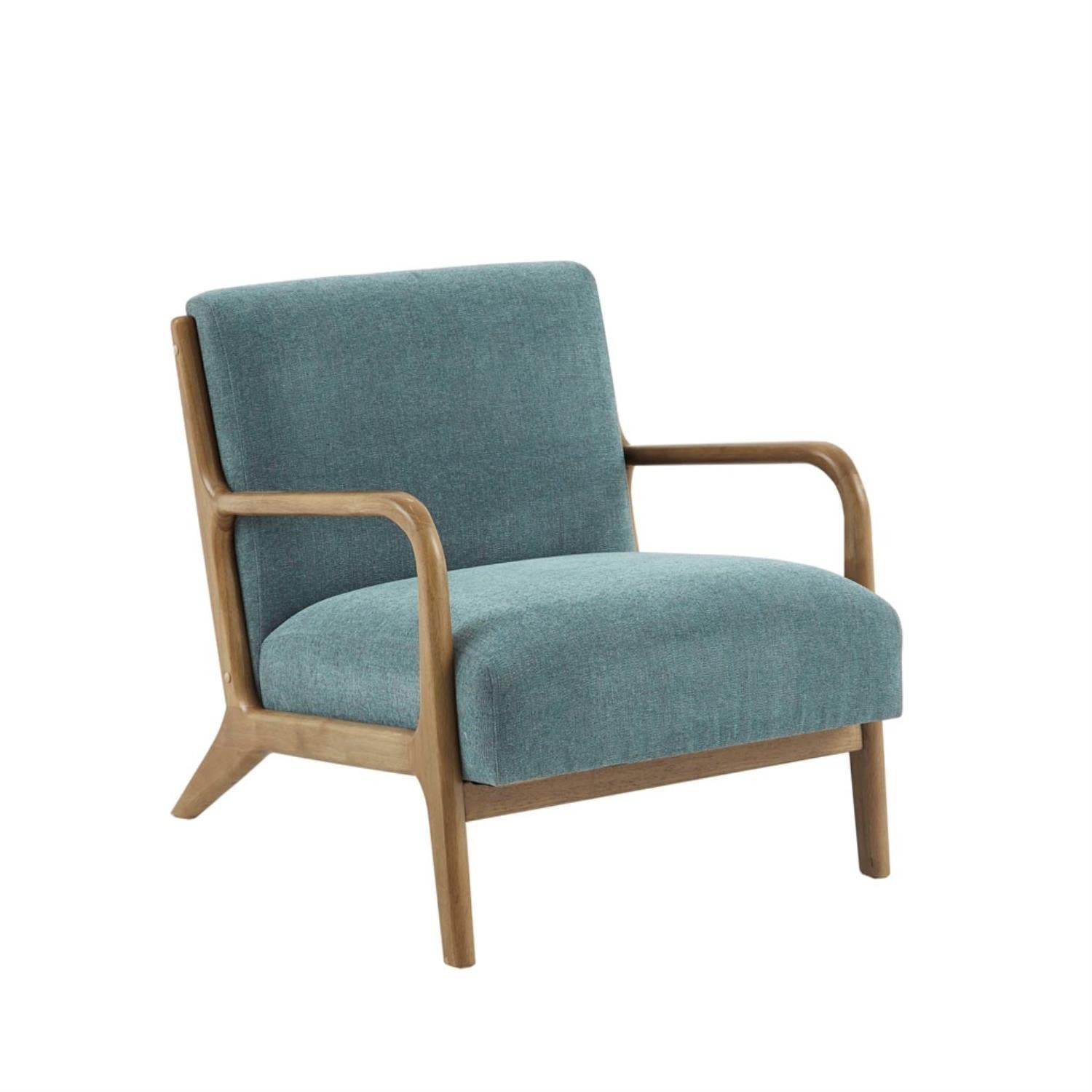 INK+IVY Novak Accent Chair for Living Room, Plush Upholstered 7.5" T Seat Cushion, Solid Wood Frame, Curved Arm Design Accent Chair for Family Room, Cozy & Comfortable Reading Chair, 27.5" W, Teal