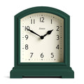 JONES CLOCKS Tavern Mantel Clock | Modern Arch top Design | Dark Green | Contemporary Classic Style for Desk, Table, Shelf or Be