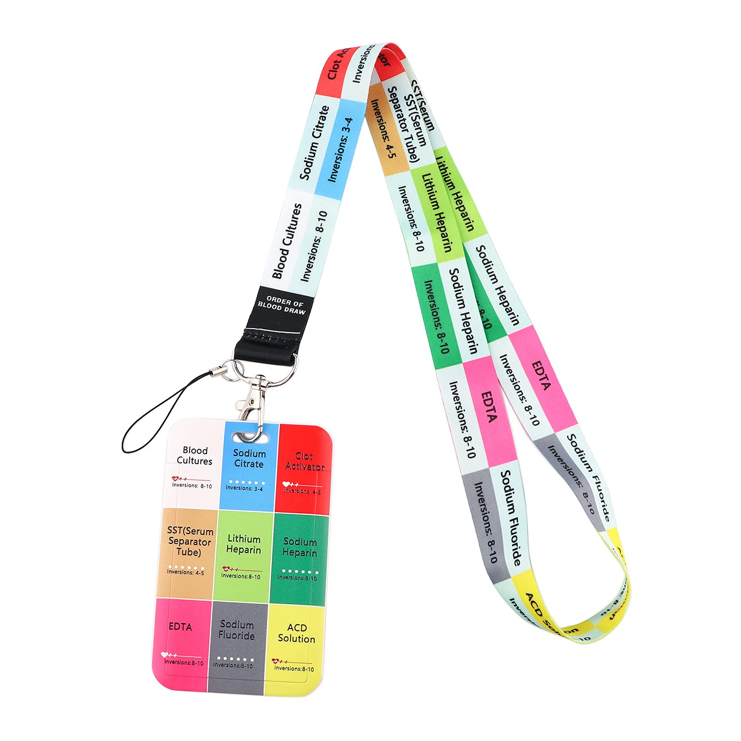 Blood Draw Lanyard With Id Badge Holder For Nurse, Nursing Clinicals And Rn Medical Students Neck Lanyard Keychain Key