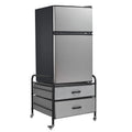 Eazehome Mini Fridge Stand, Fridge Stand With Storage, 2 Drawer Fridge Cart, Organizer Unit For Mini Fridge, Fridge Stand With M