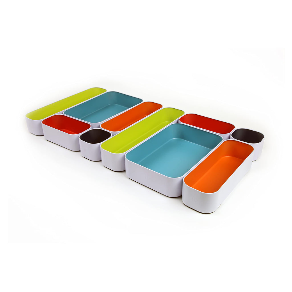 Three By Three Seattle 10 Piece Metal Organizer Tray Set For Storing Makeup, Stationery, Utensils, And More In Office Desk, Kitc