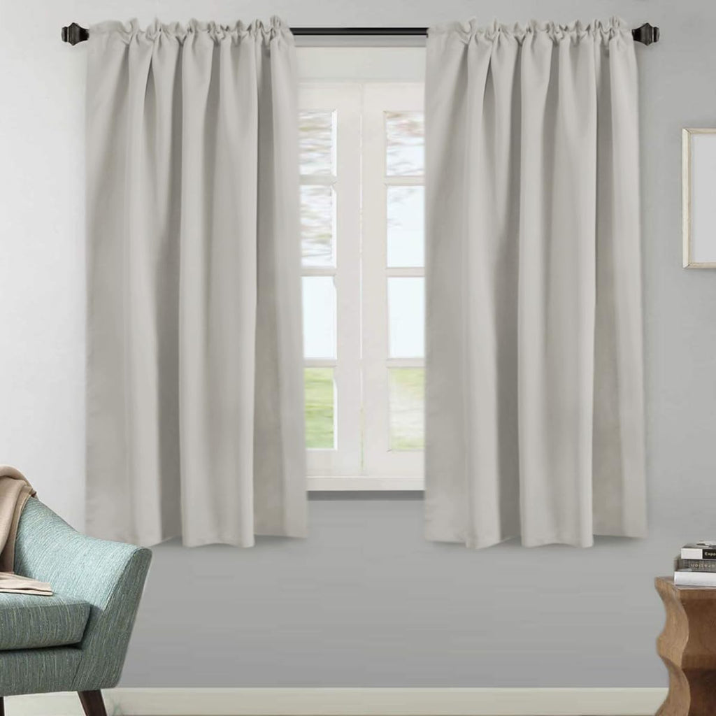 H.Versailtex Blackout Curtains Thermal Insulated Window Treatment Panels Room Darkening Blackout Drapes For Living Room Back Tab/Rod Pocket Bedroom Draperies (2 Panels, Pale Oak, 52 X 63 Inch)