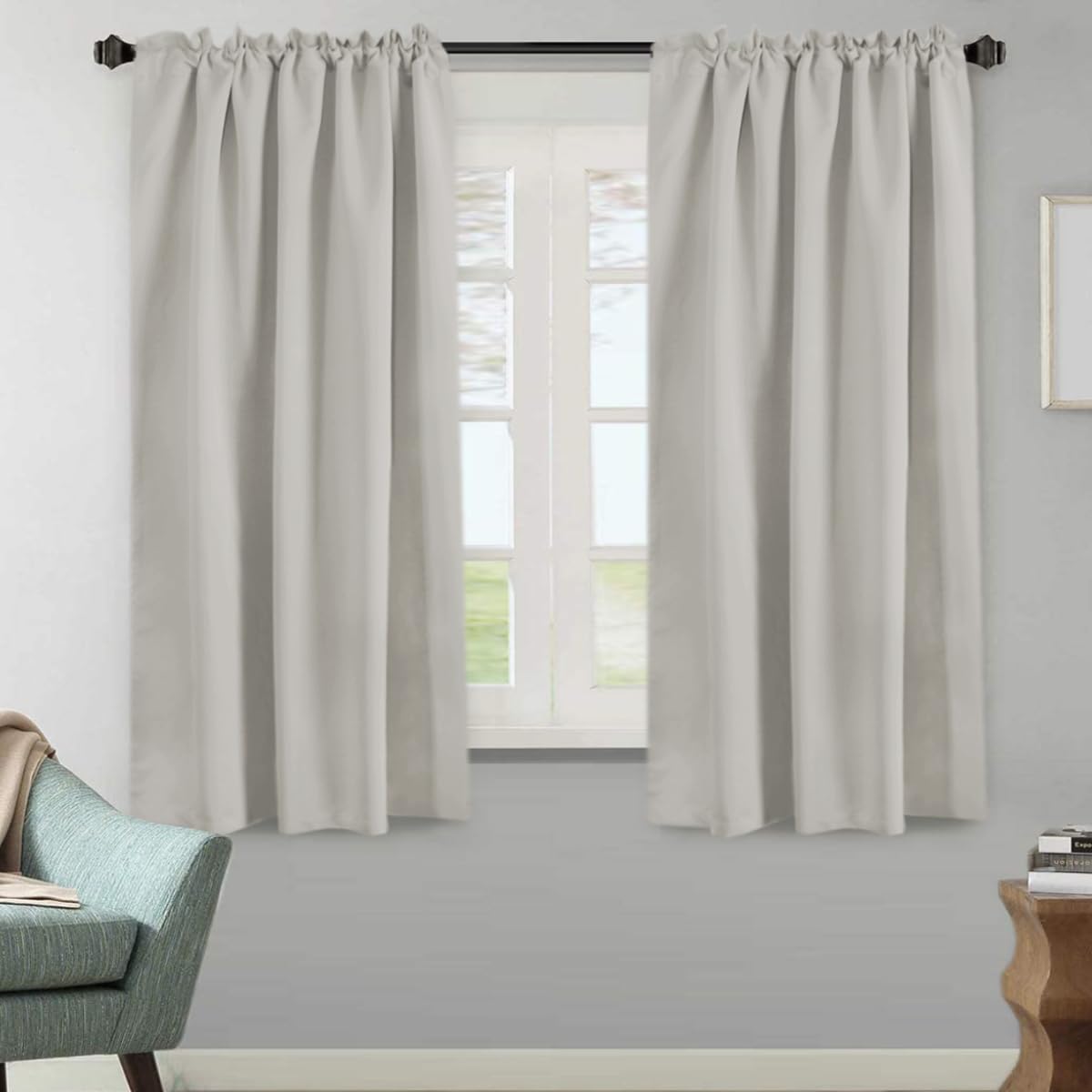 H.Versailtex Blackout Curtains Thermal Insulated Window Treatment Panels Room Darkening Blackout Drapes For Living Room Back Tab/Rod Pocket Bedroom Draperies (2 Panels, Pale Oak, 52 X 63 Inch)