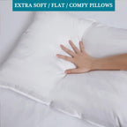 Extra Thin Flat Soft Low Pillows Standard Size Set Of 2, Down Alternative Filled Bed Pillows For Side Back And Stomach Sleepers