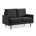 American Furniture Classics Black 57 Inch Wide Upholstered Two Cushion Loveseat with Square Arms Velvet, 57" x 32" x 37"