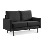 American Furniture Classics Black 57 Inch Wide Upholstered Two Cushion Loveseat with Square Arms Velvet, 57" x 32" x 37"
