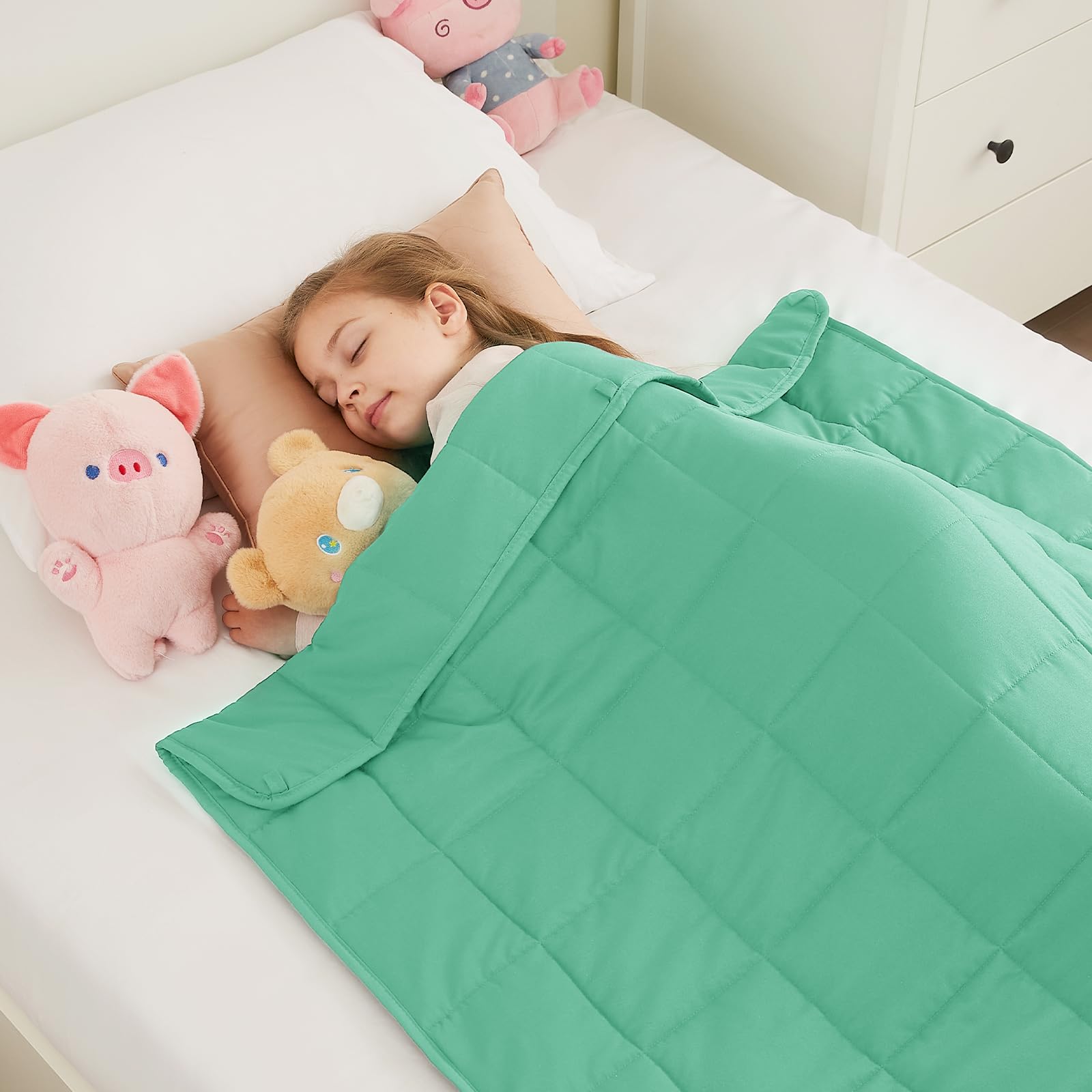 HOSUKKO Weighted Blanket - 3 lbs Green Heavy Blanket - Breathable Blanket(20 * 30 inches, 3 lbs)