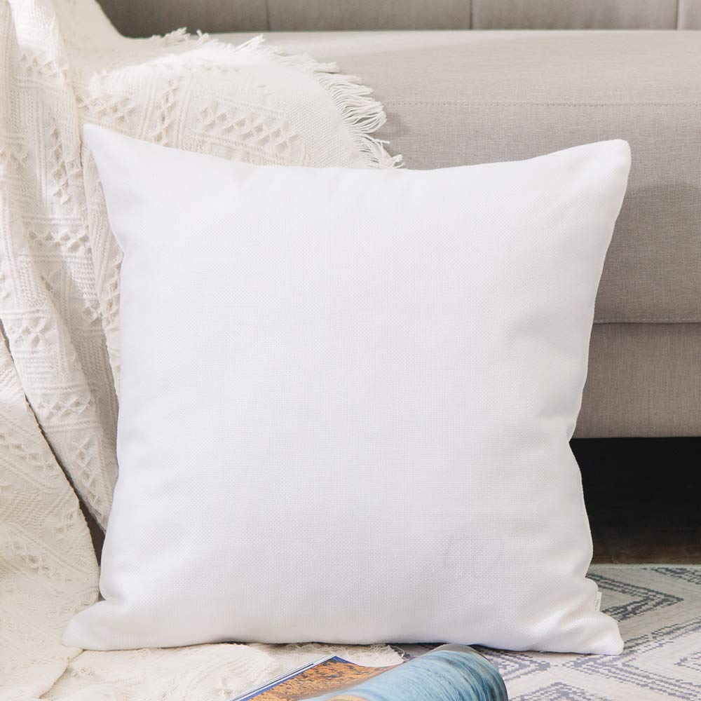 Natus Weaver White Pillow Case Soft Linen Square Decorative Throw Cushion Cover Pillowcase With Smooth Hidden Zipper For Car 24'