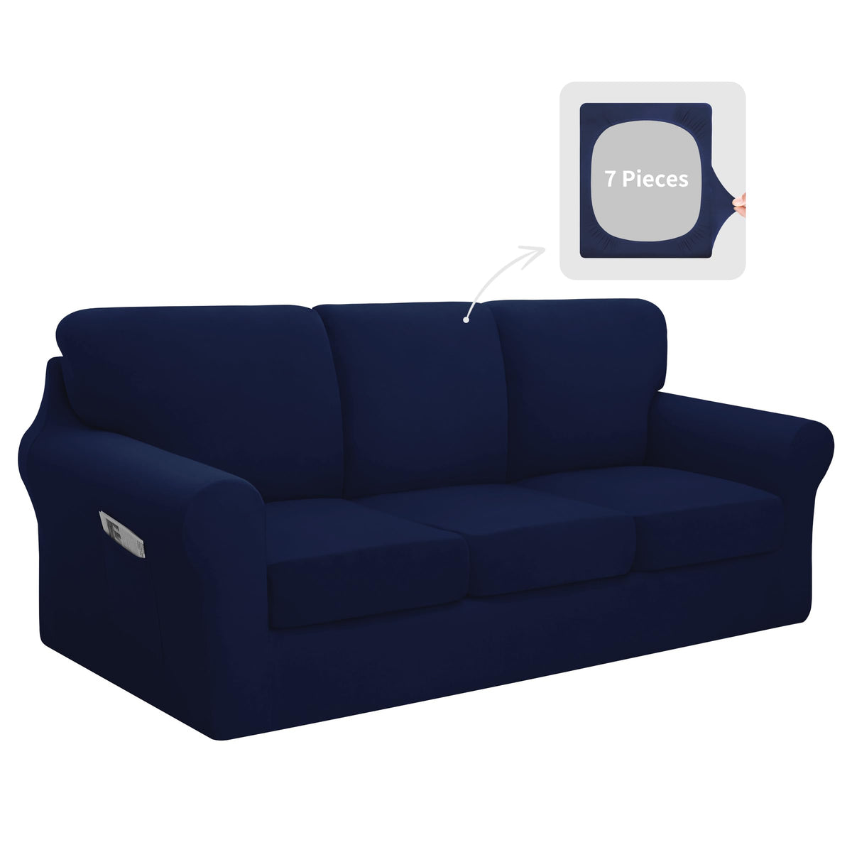 Easy-Going 7 Pieces Stretch Couch Cover Washable Sofa Cover Set for 3 Backrest and Seat Cushion Couch Anti-Slip Sofa Slipcover F