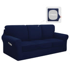 Easy-Going 7 Pieces Stretch Couch Cover Washable Sofa Cover Set for 3 Backrest and Seat Cushion Couch Anti-Slip Sofa Slipcover F