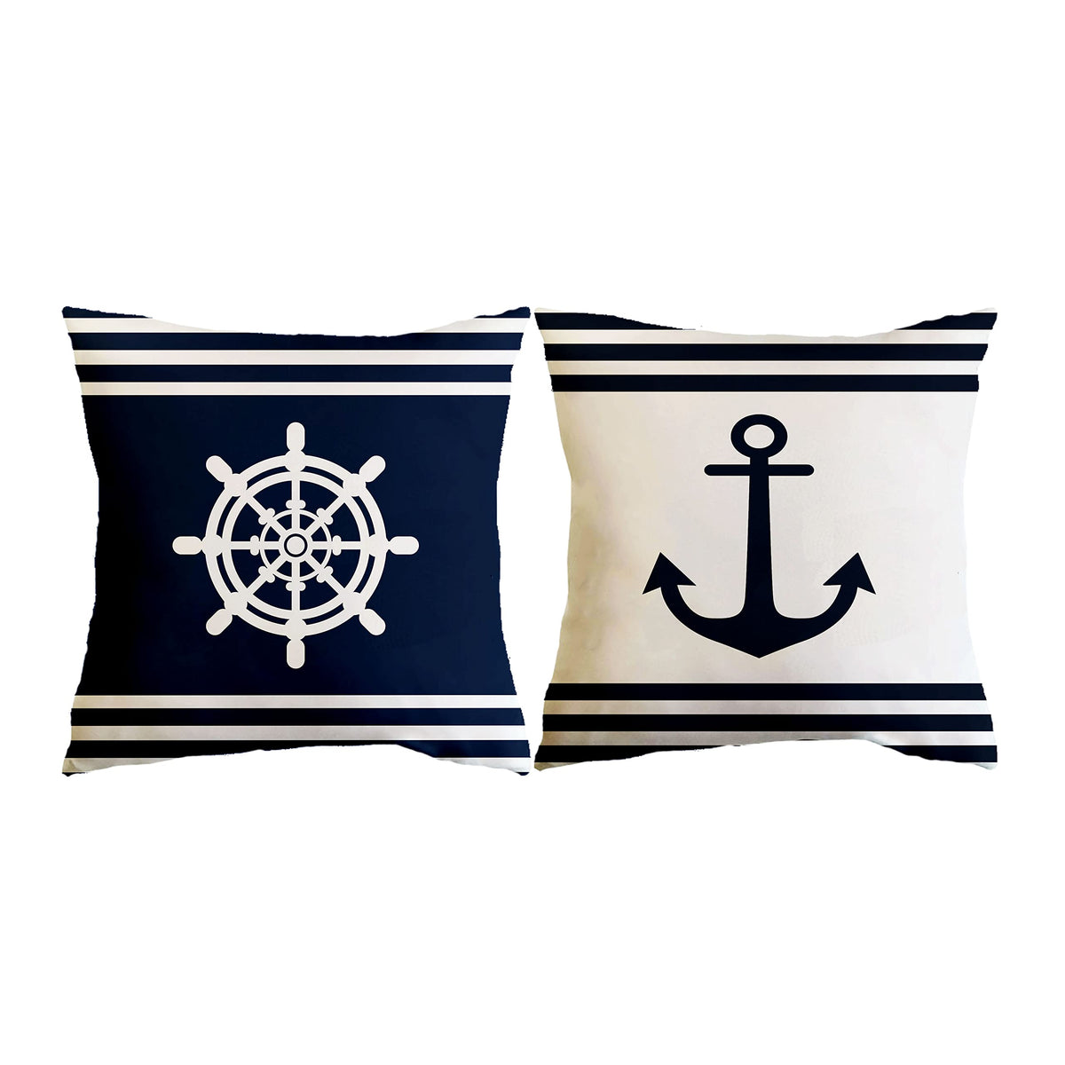 Slhets Navy Blue Ocean Boat Anchor Throw Pillow Covers 18X18' White Navigation Cushion Case For Sofa Bedroom Cushion Home Decor