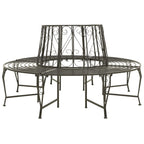 vidaXL Patio Tree Bench Lounge Seating Outdoor Garden Balcony Backyard Terrace Park Outside Home Decor Furniture Seat 63" Steel Poolside Yard Home