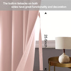 Jiuzhen Blush Pink Blackout Curtains With Tiebacks Thermal Insulated, Light Blocking And Noise Reducing Grommet Curtains For Bedroom And Living Room, Set Of 2 Window Curtain Panel, 70 X 63 Inch Length