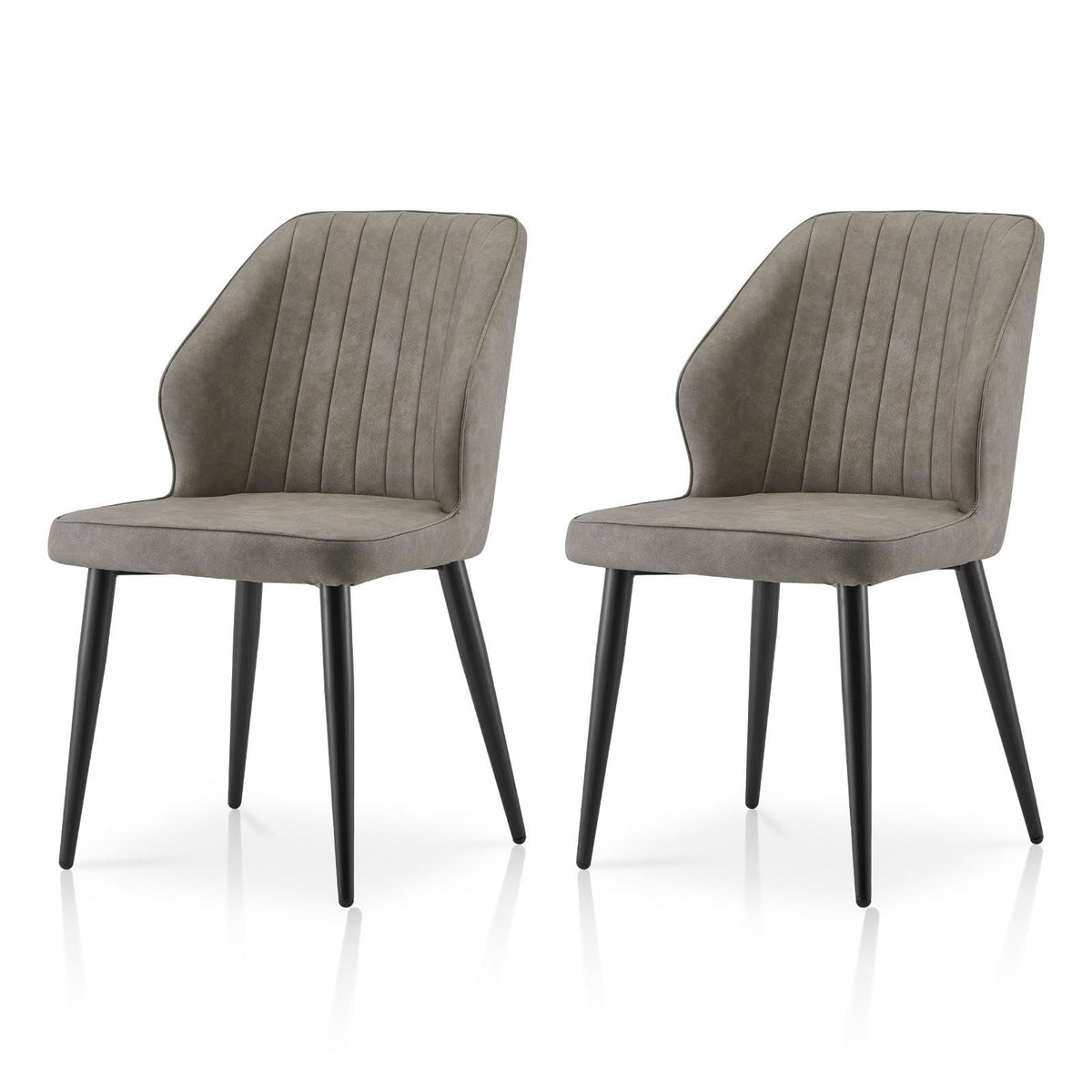 Tukailai Modern Dining Chairs Set Of 2, Faux Leather Kitchen Chairs Lounge Leisure Living Room Corner Chairs Leatherette Guest Reception Chairs With Backrest And Padded Seat (Light Grey)