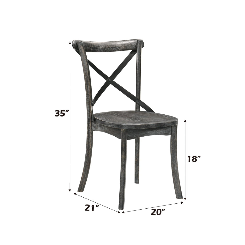 Acme Kendric Wood Side Chair Set of 2 in Rustic Gray