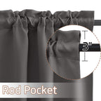 Nicetown Short Blackout Curtains For Rv Camper, Kitchen Window Shades 36 Inch Long For Over Sink, Thermal Insulated Rod Pocket Curtain Panels For Bathroom Office, 1 Pair, Grey, 34W X 36L