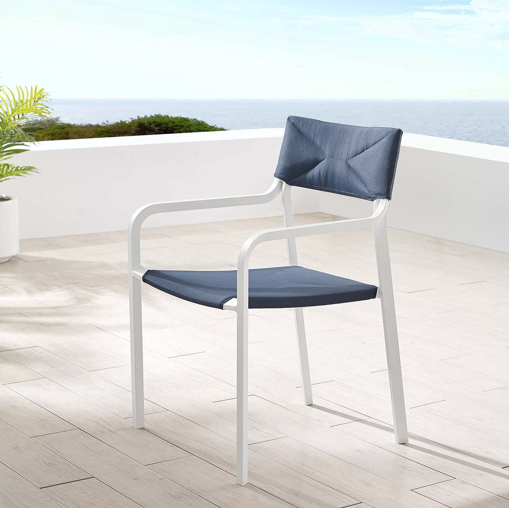 Modway Eei-3573-Whi-Nav Raleigh Outdoor Patio Aluminum Stackable Dining Armchair (Fully Assembled), White Navy