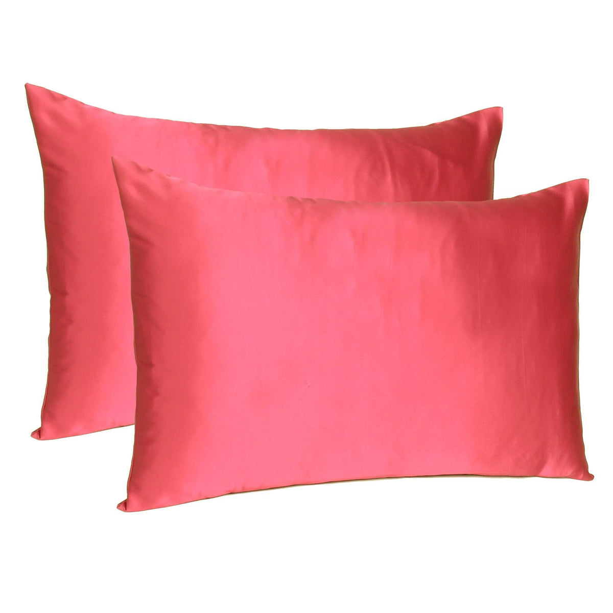 HomeRoots Poppy Red Dreamy Set of 2 Silky Satin Queen Pillowcases