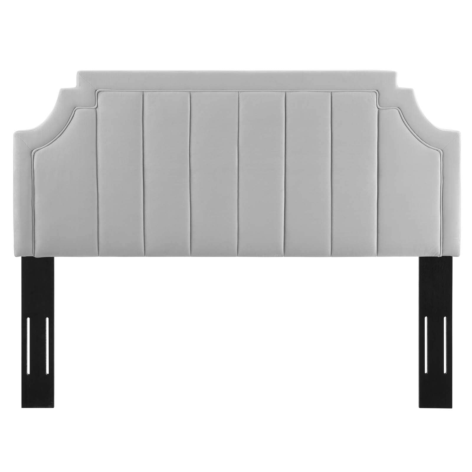 Modway Alyona Channel Tufted Performance Velvet Full/Queen Headboard in Light Gray