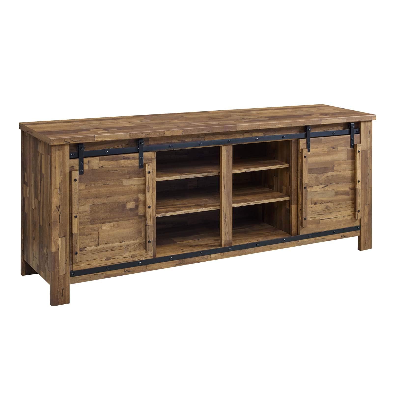 Modway Cheshire 70" Tv Stand Rustic Sliding Door Dining Room Cabinet Storage Buffet Table Sideboard