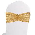 Eternal Beauty Set Of 10 Sequin Chair Sashes Gold Chair Sashes For Wedding Hotel Party Banquet Chairs Decorations