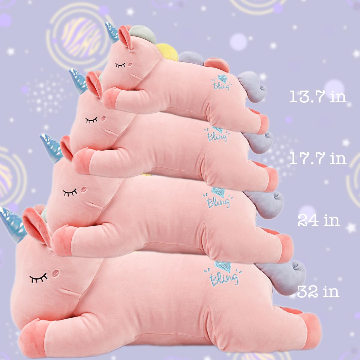 Arelux 24In Cute Pink Giant Stuffed Unicorn Plush:Soft Animal Hugging Pillow Unicorn Stuffed Animal, Big Body Plushie,Large Unic