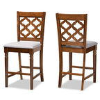 Baxton Studio Ramiro Modern and Contemporary Transitional Grey Fabric Upholstered and Walnut Brown Finished Wood 2-Piece Counter Stool Set