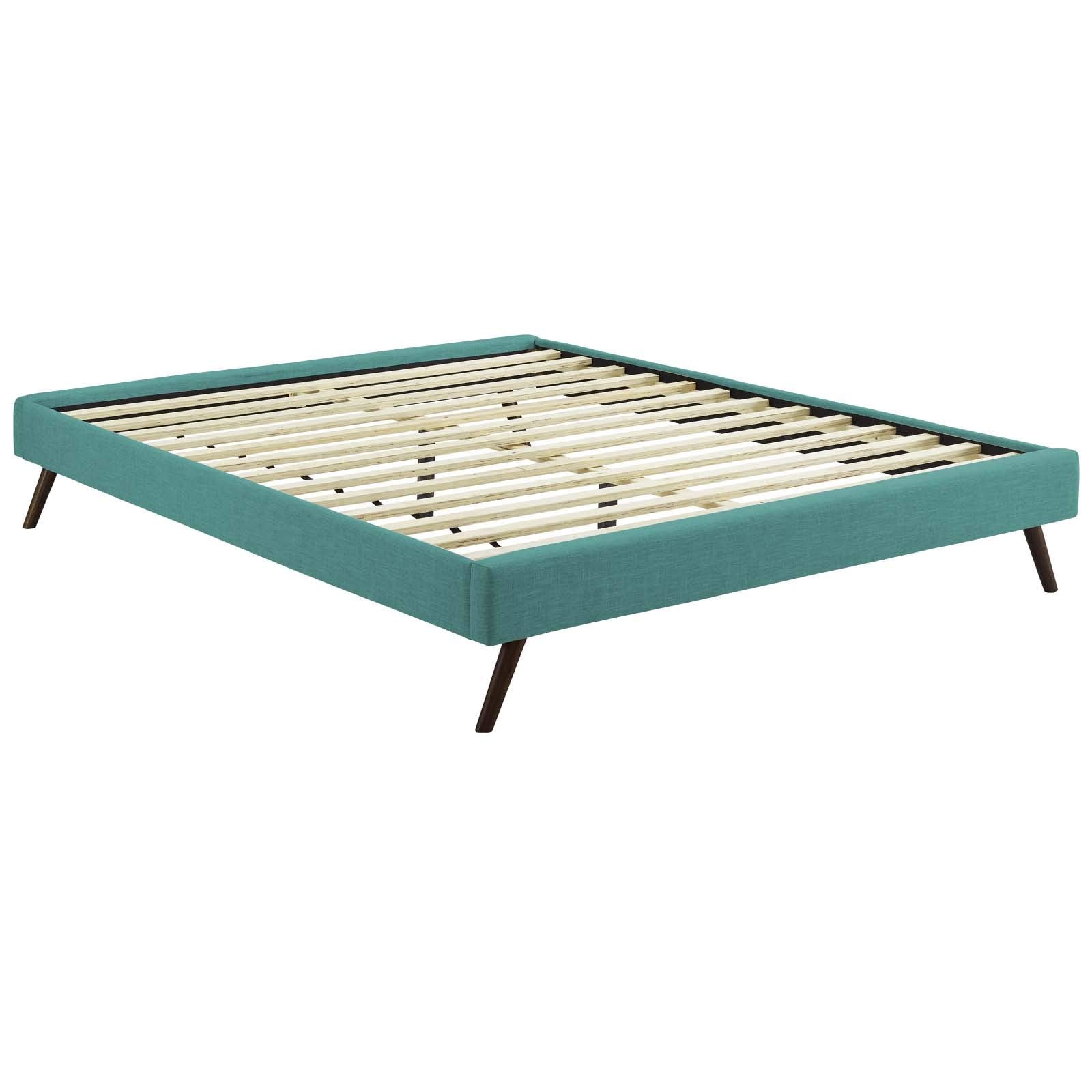 Modway Loryn Upholstered King Platform Bed Frame With Wood Slat Support In Teal