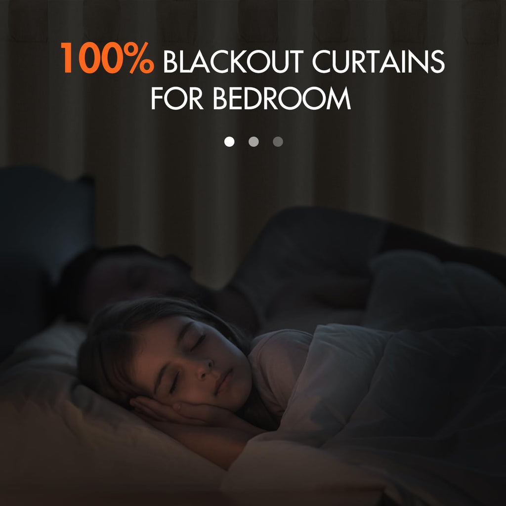 Miulee 100% Blackout Curtains 90 Inches Long, Curtains & Drapes For Bedroom Back Tab Black Out Window Treatments Thermal Insulated Room Darkening Rod Pocket, Natural Cream Beige, 2 Panels