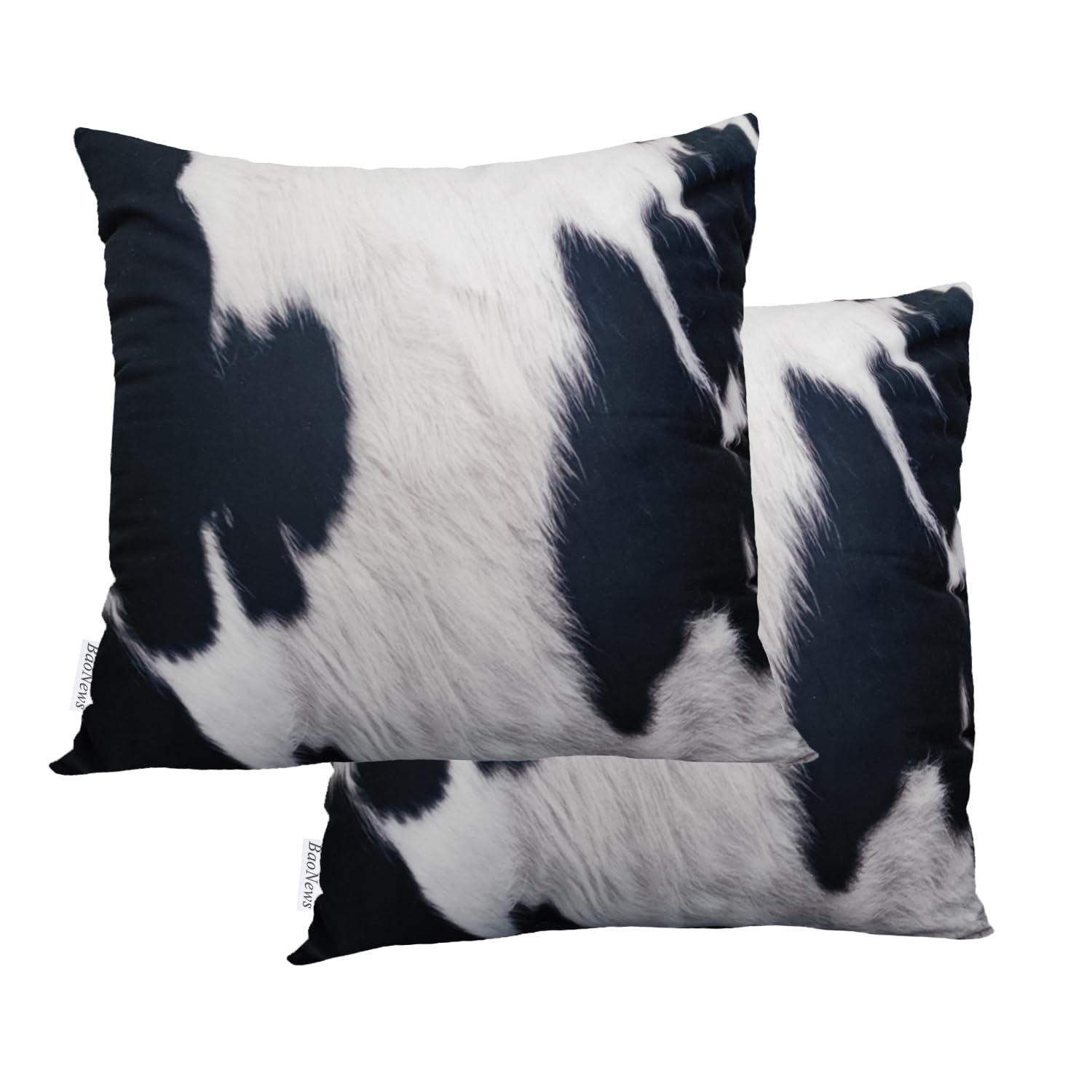 Baonews Print Animal Fur Throw Pillow Covers,Printed Black And White Cowhide Fur Cushion Cover Digital Blended Hidden Zipperl De