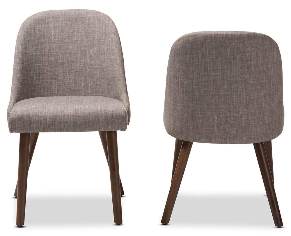 Baxton Studio Cody Mid-Century Modern Light Grey Fabric Upholstered Walnut Finished Wood Dining Chair Set Grey/Qty 2/Medium Wood/Mid-Century/Fabric Polyester 100%&quot;/Rubber Wood/Foam