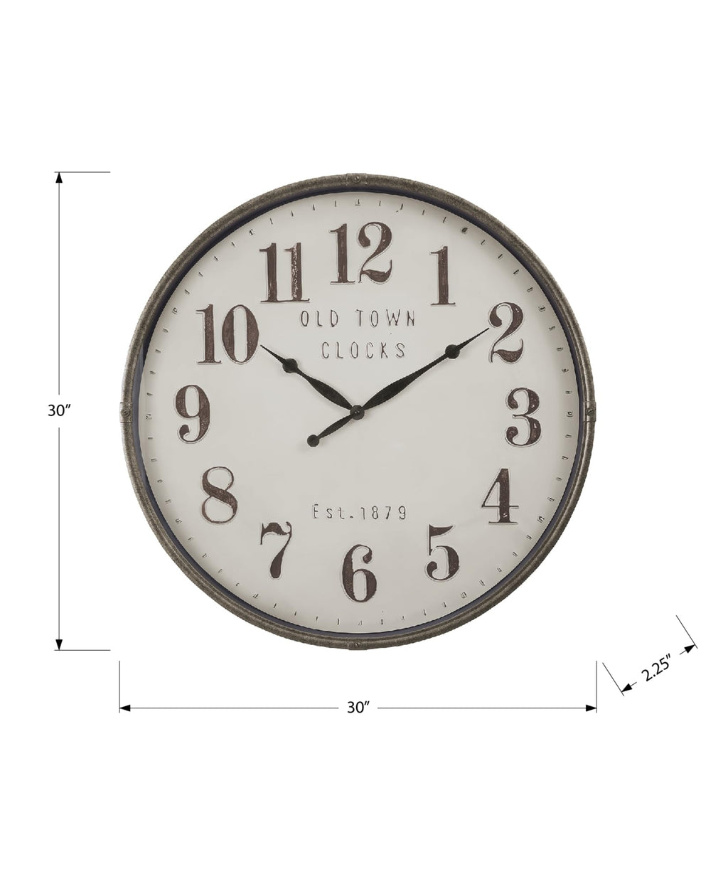 Monarch Specialties I 9024 Clocks, 30' Round, Large Oversized, Wall Clock, Brown, Transitional